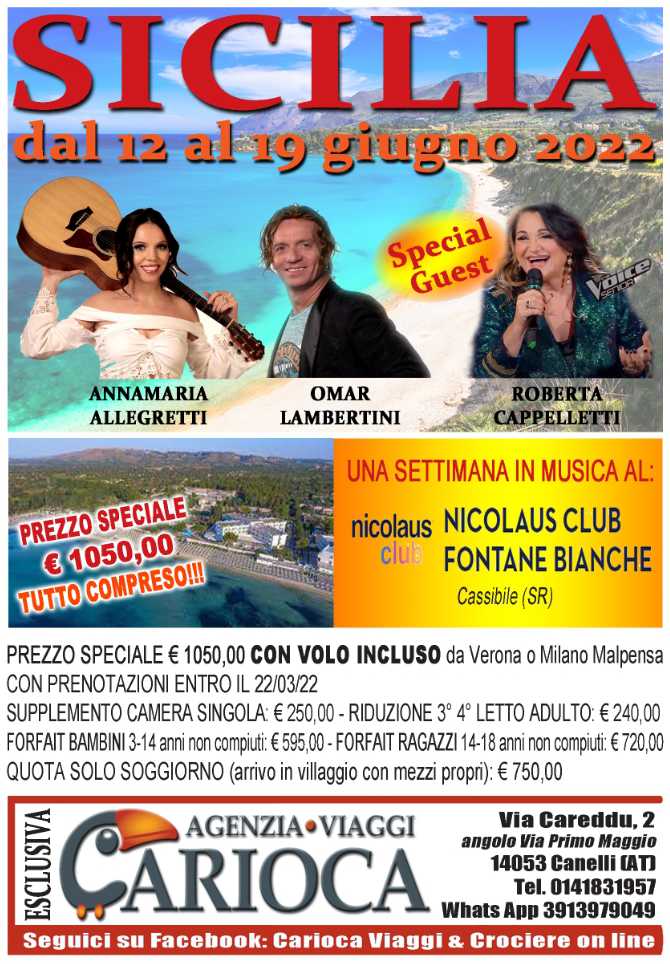 Settimana in musica in Sicilia, dal 12 al 19 giugno 2022